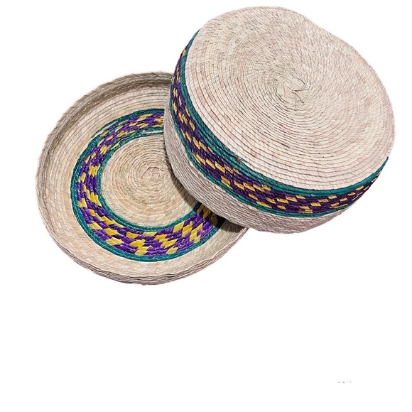 Artisanal Handwoven Tortillero / Bread Basket - Multi Color - Butterfly/Flower - Picture 5 of 7